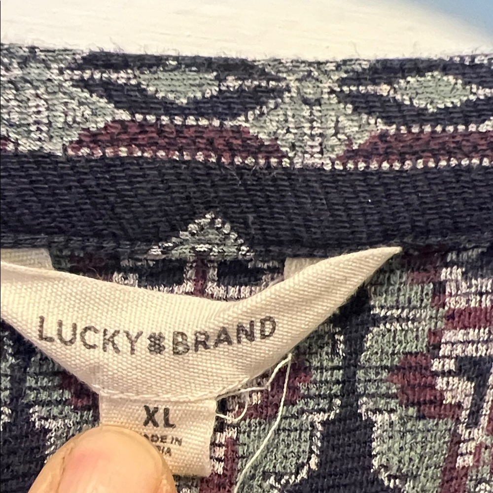 Lucky Brand Geometric Navy Blouse - Picture 4 of 8